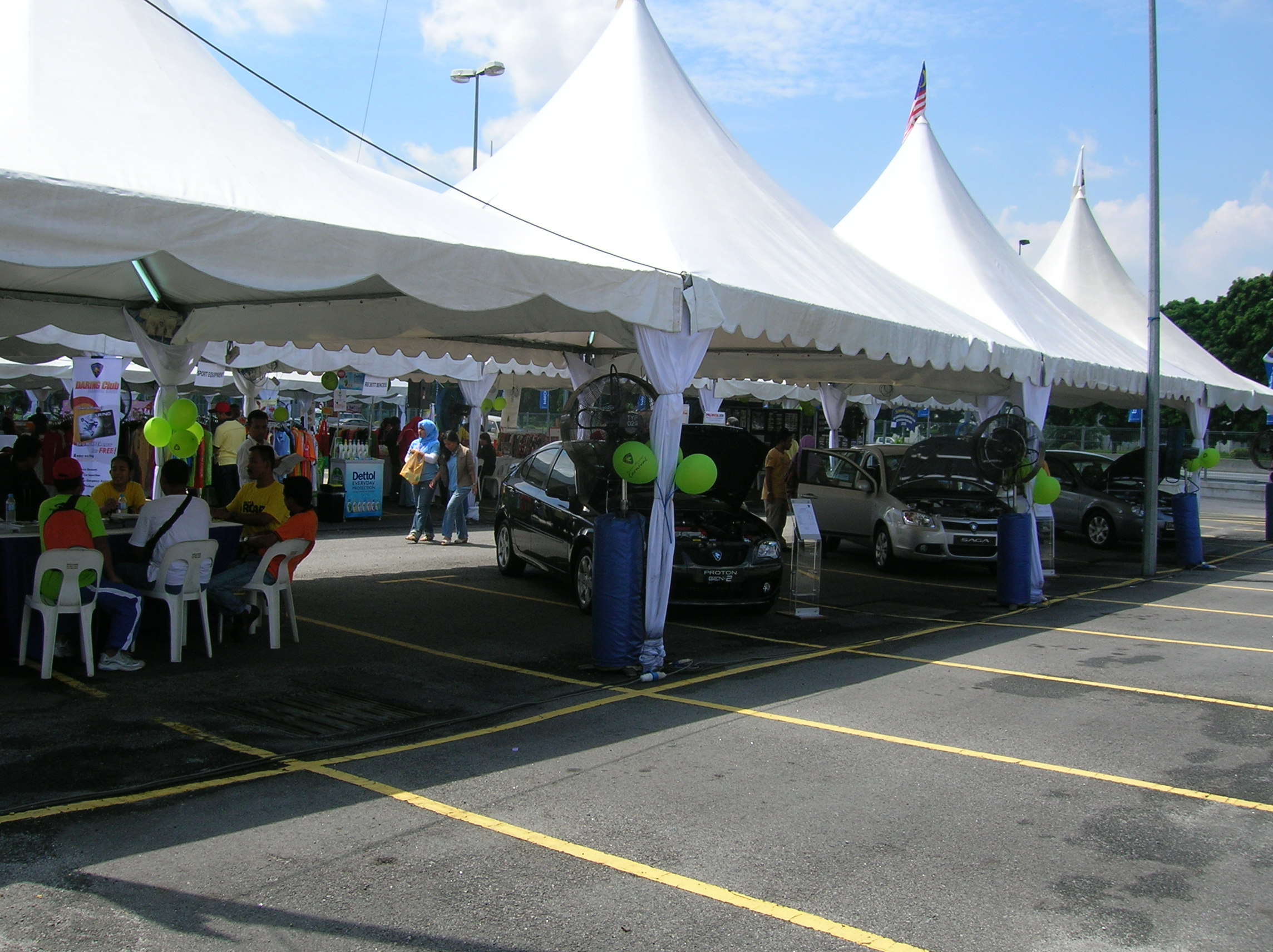 Sales booth for Proton cars.